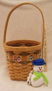 Snowman Basket & Plush Key Chain Christmas Decor Woven 7.5 ...