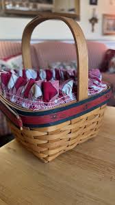 Country Longaberger Plaid Fabric Liner With Plastic Liner Picnic Handle Basket - Etsy Australia