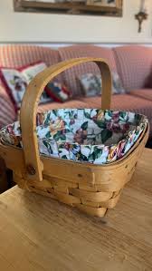 Country Longaberger Floral Fabric Liner and Plastic Liner ...