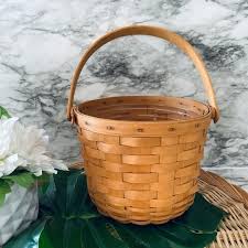 Longaberger | Accents | Longaberger 996 Round Woven Handcrafted Apple Basket W Handle Plastic Liner | Poshmark