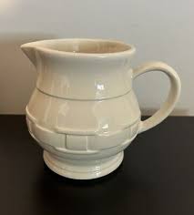 Longaberger Pottery USA Woven Traditions Ivory Small Juice Pitcher 5.75" Tall | eBay