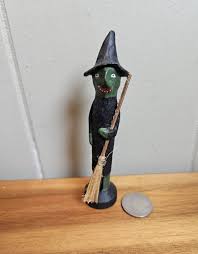 RARE Vintage Poliwoggs? American Folk Art Witch W/ Broom ...