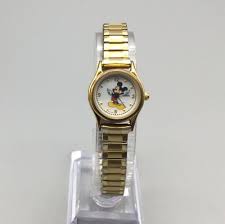 Lorus Disney Watch Women 20mm Mickey Mouse V811-X103 Gold Tone New Battery | eBay
