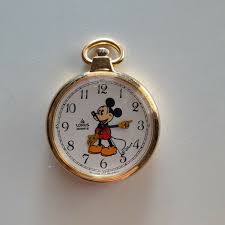 Vintage Lorus Quartz Disney Mickey Mouse Gold Tone Pocket Watch | eBay