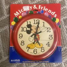 Vintage Disney Mickey Mouse Clock Lorus Quartz Red Wall ...