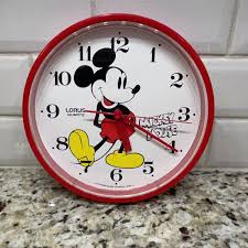 Vintage Disney Mickey Mouse Clock Lorus Quartz Red Wall ...
