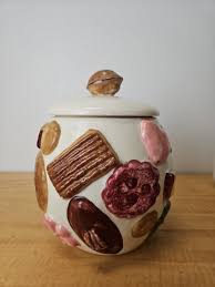 Vintage 1950's "Cookies All Over" Cookie Jar with Lid by Los Angeles P – Kitchens For Good