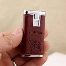 RIZHE Leather Wrapped Windproof Lighter | Refillable Butane ...