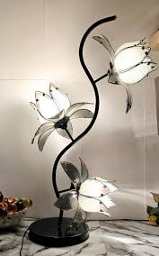 Vintage 80s Lotus Flower Floor Lamp: Smokey Black Glass ...