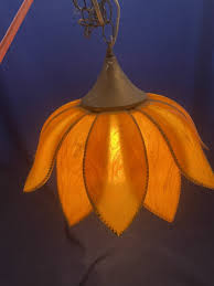 1970's Retro Orange Hanging Light Lighting Flower Vintage Works Sharp | eBay