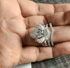 3.50 Ct White Round Cut CZ Lotus Flower Shape Wedding Ring ...