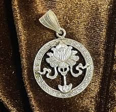 Exquisite Lotus Blossom:(Silver Pendant of Auspicious symbol) (T1102-004.5)