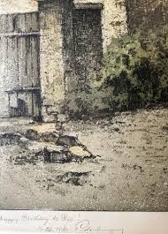 Josef Eidenberger - "House" Color Etching on Paper of a Medieval Era Home Surrounded by Trees For Sale at 1stDibs