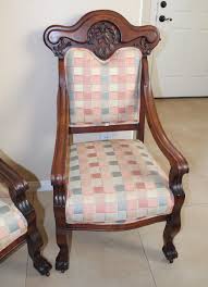 Antique 19th Century Throne Chairs, Hand-Carved Cherry Wood ...