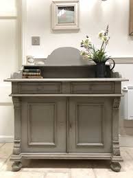 Antique Gustavian Style Pine Painted Grey Cupboard Server Dresser Sideboard