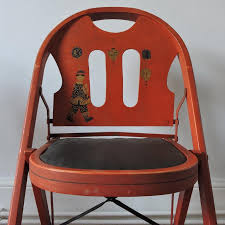 Red Folding Chairs by Louis Rastetter and Sons, set of 3 ...