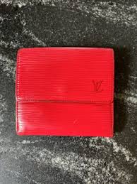 LOUIS VUITTON Red Epi Leather Trifold Wallet Coin Pocket ...