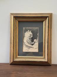 額入りプリント「カード遊びをする猫」ルイス・ウェイン作 ...