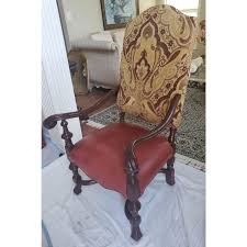 1980s Imperial French Louis XIII Leather and Upholstery High Back Chair For Sale at 1stDibs