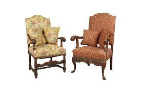 Lot - Two Baroque-Style Carved Oak Armchairs