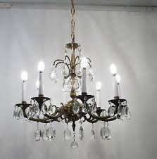 Antique Vintage Bronze Chandelier Ornate Crystals 8 Light ...