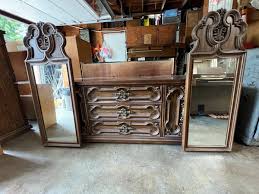 Vintage Barwick Midcentury Lowboy Long Dresser Buffet with Mirrors | EstateSales.org