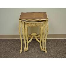 Early 20th Century Vintage French Louis XV Style Satinwood Inlay Nesting Side Tables - Set of 3 | Chairish