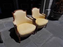 Pair of Italian Walnut Bergere Upholstered Armchairs, Circa ...
