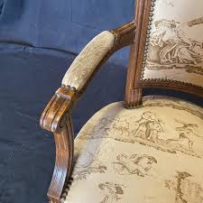 French 19th Century Walnut & Toile Louis XVI Fauteuils -A ...