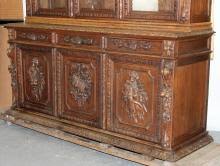 Sold at Auction: French Louis XIII 3 door bookcase in carved oak