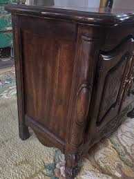 French Country Carved Dark Wood Nightstands Side End Tables- a Pair For Sale at 1stDibs