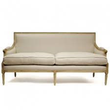 Louis Classic Down Settee Sofa in Cream and Linen