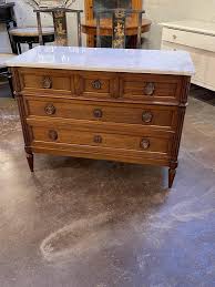 Antique French Louis XVI Style Mahogany Chest with Carrara Marble Top at 1stDibs