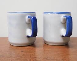 Mexican Ceramic Mug Pair - Vtg Blue Bird Mugs - Made in ...