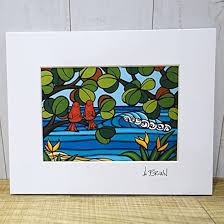 Amazon.co.jp: Heather Brown Art Japan Love Birds Art Print MATTED PRINTS MATTED PRINTS Framed Single Matte Finish Framed Picture Hawaii Women Authentic : Home & Kitchen