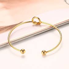 18K Gold Bracelet 2MM Stainless Steel Fashion Knot Women's ...