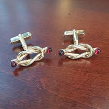 Vintage Love Knot Cufflinks, 1940's Swank, Red Garnet Lucite Gem, Gold Tuxedo Cuff Link Accessory, Wedding Groom 15th 40th Anniversary Gift - Etsy India