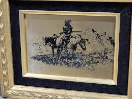 Charles C.R. Crouch print Mountain Man 1957 etched on brass framed 5x7 signed. | eBay