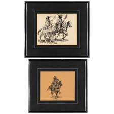 Lot - Edward Borein, Pair of Drawings featuring Figures on Horseback