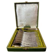 Early 20th century French Silver Plated Set of 12 Spoon and ...