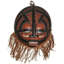 Vintage Hand Carved Wood Painted African Tribal Mask w/ Rope ...