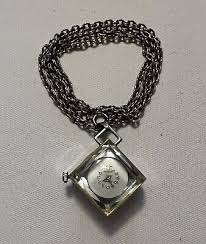 CHUNKY Vintage Lucerne Silver Tone Diamond Shaped Pendant Watch With Chain WORKS | eBay