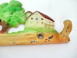 Vintage Cast Iron Wall Hook: Boy Running to School, Hat Keys ...