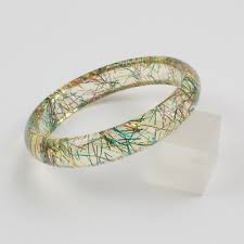 Vintage Clear Lucite Bracelet Bangle Multicolor Metallic Thread Inclusions | eBay