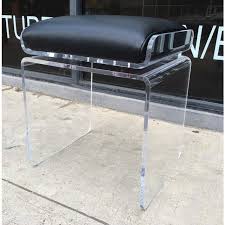 1970s Charles Hollis Jones Waterfall Line Lucite & Vinyl Swivel Benches - A Pair | Chairish