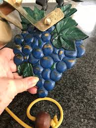 Vtg Signed Art Smithy Brass Bell & Cast Iron Grapes Wall ...