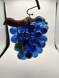 Vintage MCM Lucite Hanging Grapes Cluster on Wood Vine ...