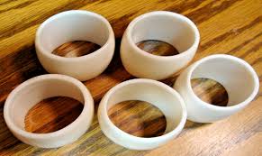 Lot 5) Vtg White Acrylic 1.5" NAPKIN RINGS Oval Convex ...