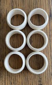 Set Of 6 White Wooden Napkin Rings | eBay