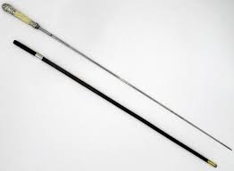 Antique Gentlemans Sword Walking Stick Cane Sterling Silver Partridge Wood, 1891 at 1stDibs | antique sword cane, antique walking cane with sword inside, schwertstock